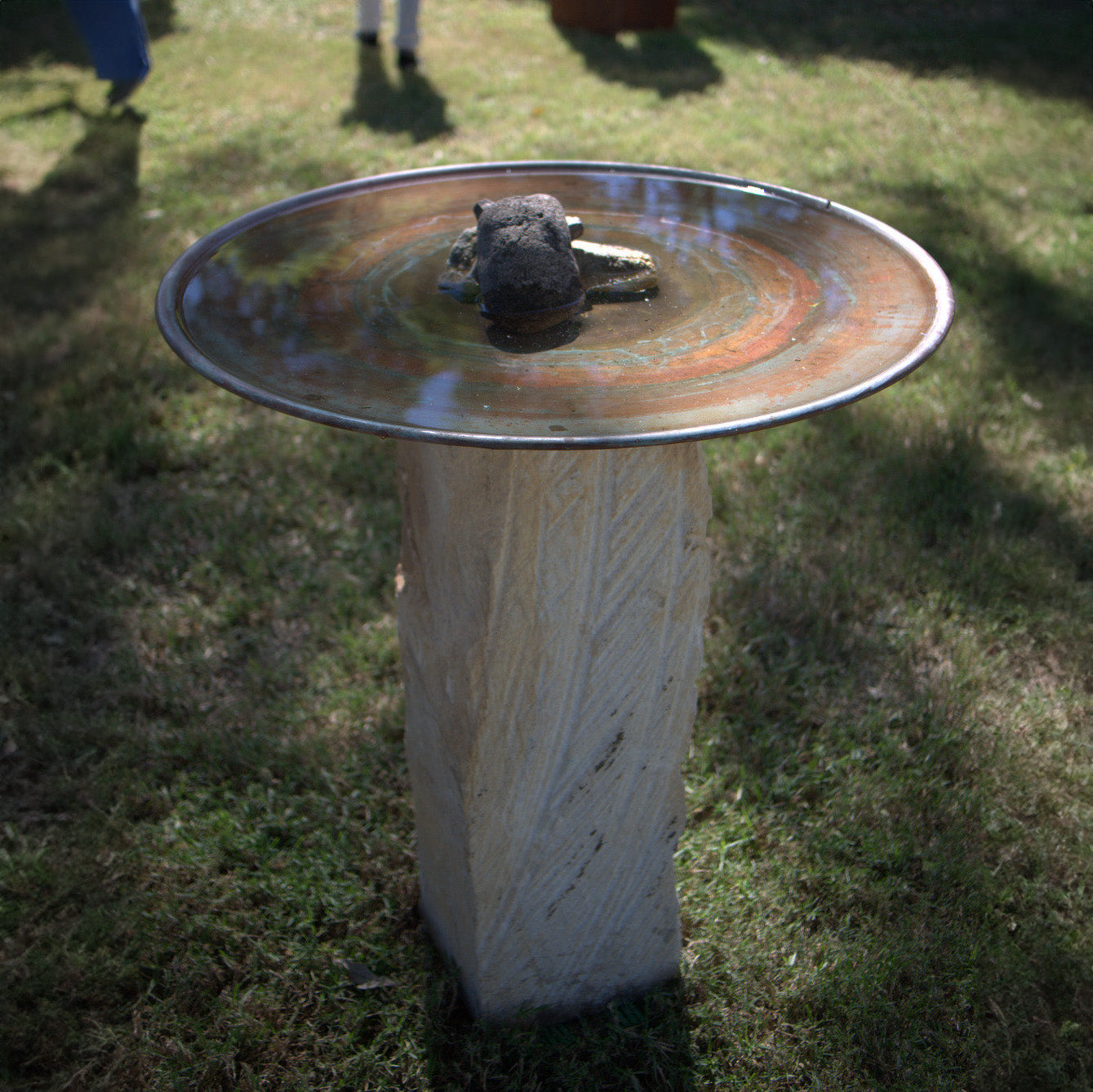Large Dish on Sandstone Plinth