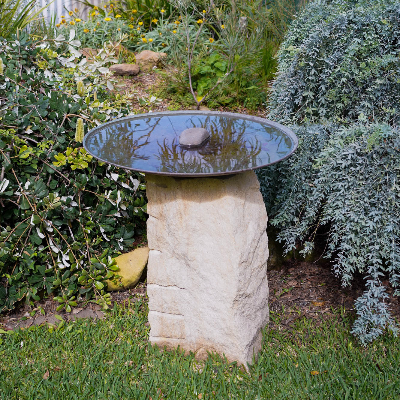 Large Dish on Sandstone Plinth