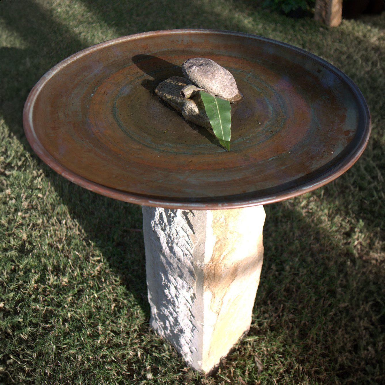 Large Dish on Sandstone Plinth