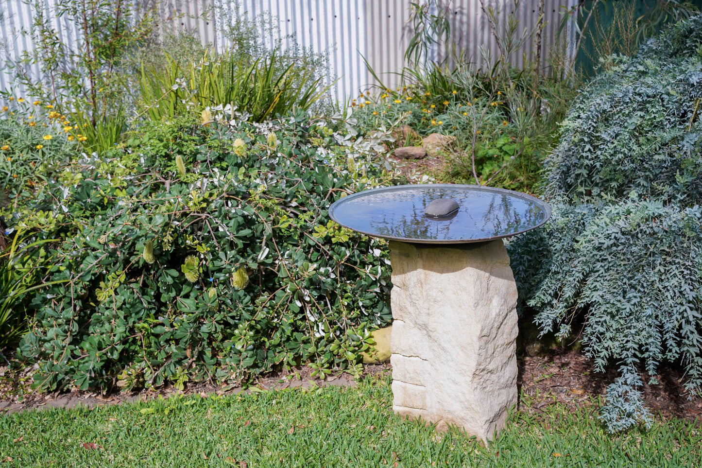 Large Dish on Sandstone Plinth