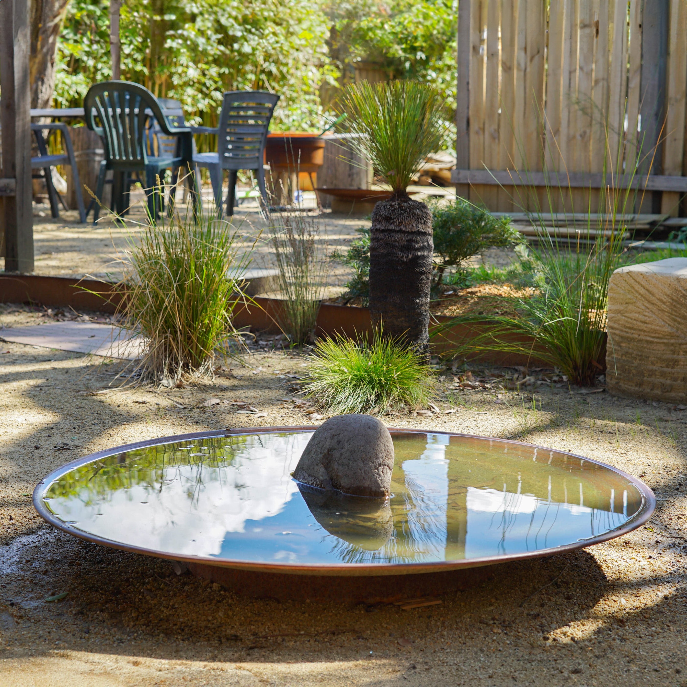 Extra Large Spun Copper Dish Mallee Bird Baths and Water Bowls