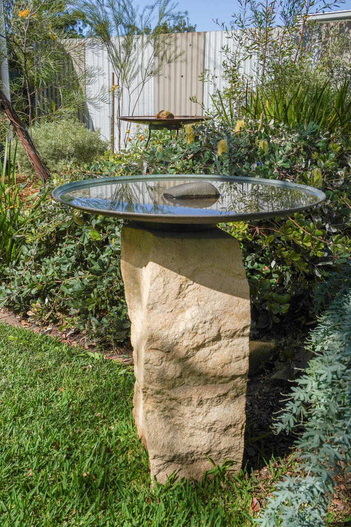 Large Dish on Sandstone Plinth Mallee Bird Baths and Water Bowls